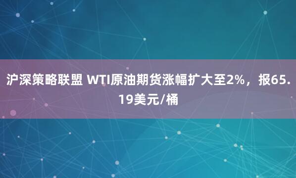 沪深策略联盟 WTI原油期货涨幅扩大至2%，报65.19美元/桶