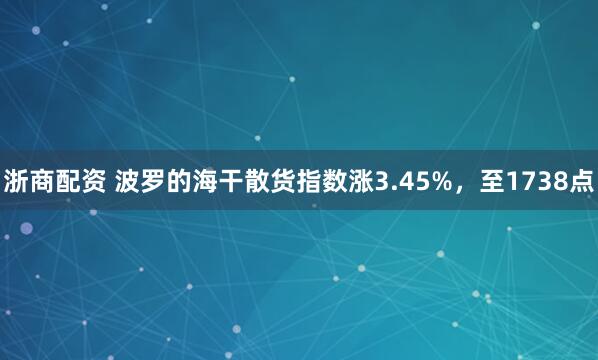 浙商配资 波罗的海干散货指数涨3.45%，至1738点