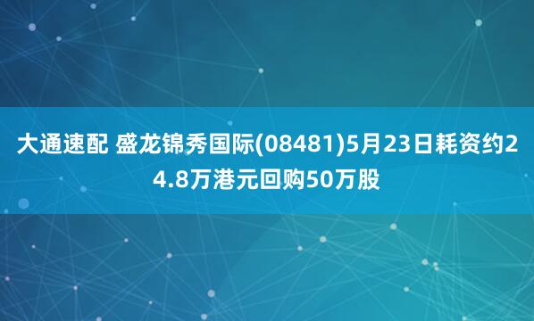 大通速配 盛龙锦秀国际(08481)5月23日耗资约24.8万港元回购50万股