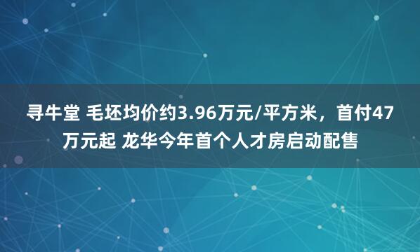 寻牛堂 毛坯均价约3.96万元/平方米，首付47万元起 龙华今年首个人才房启动配售